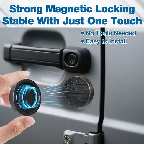 MYFAMIREA Magnetic Keyhole Covers for Jeep Wrangler JL/Gladiator JT 2018-2025 ABS 2 Front & 1 Tailgate Door Lock Protectors, Keyhole Decor Accessories with Scratch-Free Silicone Backing, 3 PCS, Black in Saudi Arabia