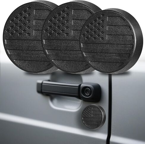 MYFAMIREA Magnetic Keyhole Covers for Jeep Wrangler JL/Gladiator JT 2018-2025 ABS 2 Front & 1 Tailgate Door Lock Protectors, Keyhole Decor Accessories with Scratch-Free Silicone Backing, 3 PCS, Black in Saudi Arabia