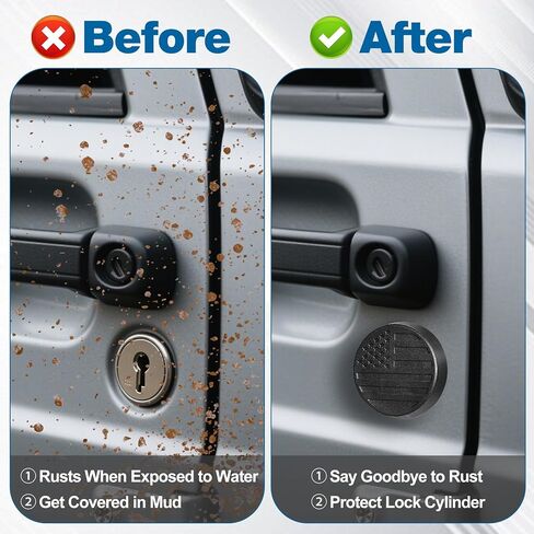 MYFAMIREA Magnetic Keyhole Covers for Jeep Wrangler JL/Gladiator JT 2018-2025 ABS 2 Front & 1 Tailgate Door Lock Protectors, Keyhole Decor Accessories with Scratch-Free Silicone Backing, 3 PCS, Black in Saudi Arabia