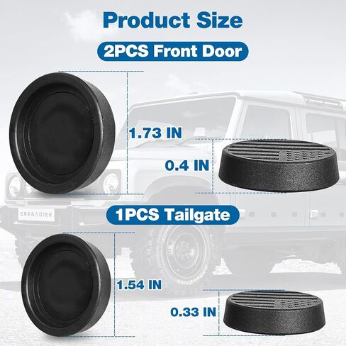 MYFAMIREA Magnetic Keyhole Covers for Jeep Wrangler JL/Gladiator JT 2018-2025 ABS 2 Front & 1 Tailgate Door Lock Protectors, Keyhole Decor Accessories with Scratch-Free Silicone Backing, 3 PCS, Black in Saudi Arabia