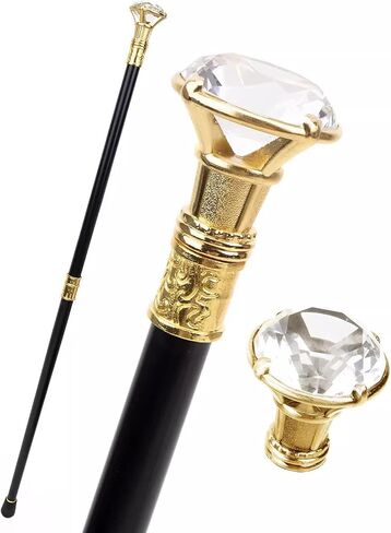 Mavcobo Diamond Headed Pimp Cane-36 Costume Cane Elegant Prop Stick Pimp Canes Halloween Prop Stick Pimp Canes for Adults Kids(Silver,91cm/35.8in) in Saudi Arabia