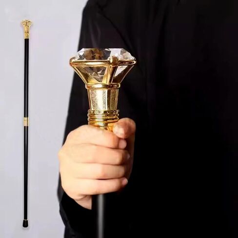 Mavcobo Diamond Headed Pimp Cane-36 Costume Cane Elegant Prop Stick Pimp Canes Halloween Prop Stick Pimp Canes for Adults Kids(Silver,91cm/35.8in) in Saudi Arabia