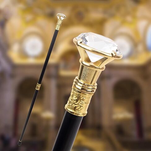Mavcobo Diamond Headed Pimp Cane-36 Costume Cane Elegant Prop Stick Pimp Canes Halloween Prop Stick Pimp Canes for Adults Kids(Silver,91cm/35.8in) in Saudi Arabia