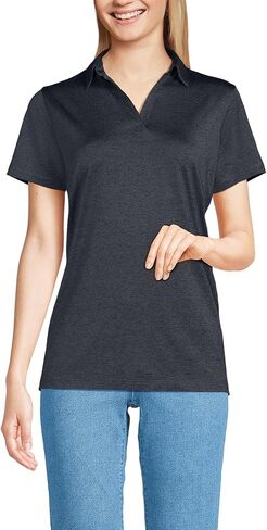 LANDS 'End Women's Rapid Dry Sleeve Space Space Dye Sport Dist Polo Shirt in Saudi Arabia