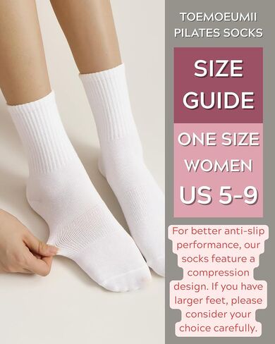 Pilates Socks with Grips for Women Grippy Non Slip Crew Socks for Yoga Barre Hospital Solid 3 Pairs in Saudi Arabia