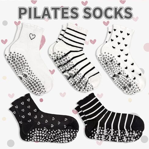 جوارب اليوغا اللطيفة للنساء ، جوارب طاقم الطاقم غير القبضة مع القوس القلبي ، الولايات المتحدة 5-9 in Kuwait