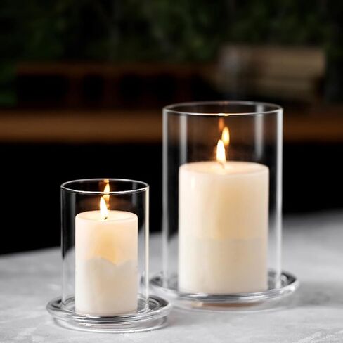 Glass Candle Holder Cover Windproof Cylinder Shade for Pillar Candles Sturdy Glass for Home Decor and Centerpieces in Saudi Arabia