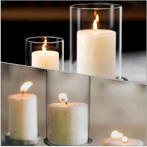 Glass Candle Holder Cover Windproof Cylinder Shade for Pillar Candles Sturdy Glass for Home Decor and Centerpieces in Saudi Arabia