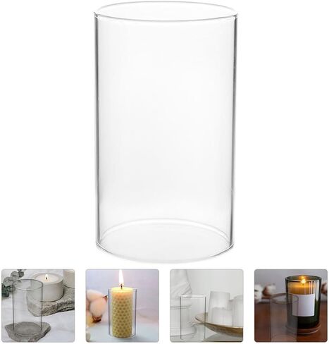 Glass Candle Holder Cover Windproof Cylinder Shade for Pillar Candles Sturdy Glass for Home Decor and Centerpieces in Saudi Arabia