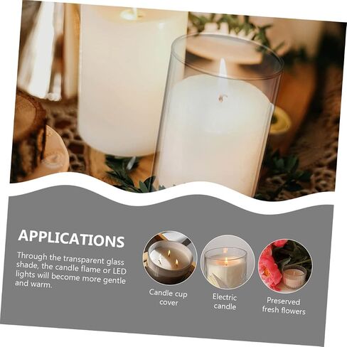 4pcs شمعة زجاجية شمعة الأسطوانة يغطي إعصار الزجاج حرفة لحاملي شموع مقاومة للرياح للديكور المنزلي والأحداث in Saudi Arabia