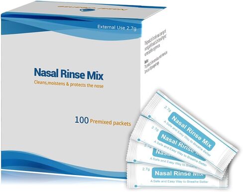 100 حزم ملحي ، ملح Neti Pot ، حزم ملحي ملفوفة بشكل فردي لأواني Neti ، والري الأنفي ، والضغط على الزجاجات وإغاثة الجيوب الأنفية | رعاية الجيوب الأنفية in Kuwait