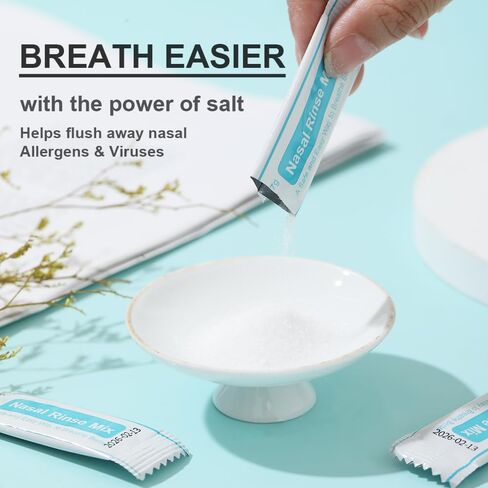 100 حزم ملحي ، ملح Neti Pot ، حزم ملحي ملفوفة بشكل فردي لأواني Neti ، والري الأنفي ، والضغط على الزجاجات وإغاثة الجيوب الأنفية | رعاية الجيوب الأنفية in Kuwait