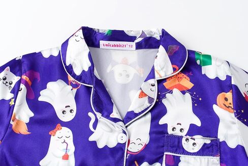 Cute Satin Pajamas for Big/Tween Girls Silk Button Down Short Sleeve & Pants PJS Clothes Nighty Size 8-16 in Kuwait