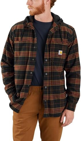 Carhartt Men's Rugged Flex Relaxed Fit Flannel Fleece Lined Hooded Shirt Jac in Saudi Arabia