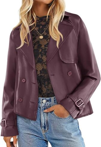 ZESICA Women's Faux Leather Jackets Oversized Fall Fashion Button Motorcycle Coats Outwear 2025 Winter Outfits Clothes in Saudi Arabia