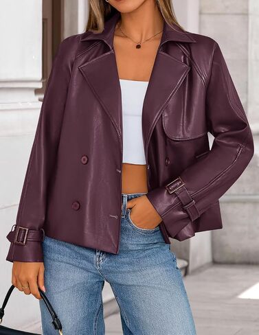 ZESICA Women's Faux Leather Jackets Oversized Fall Fashion Button Motorcycle Coats Outwear 2025 Winter Outfits Clothes in Saudi Arabia