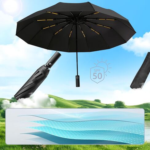 24 Ribs Reinforcement Windproof Travel Automatic Umbrella Portable & Compact Umbrella for Backpack, Wind Resistant Lightweight for Outdoor Enthusiasts in Saudi Arabia