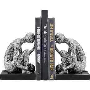 Danya B. Kneeling Figure Sculptures Polyresin Silver and Black Finish Bookend Set of 2 in Saudi Arabia
