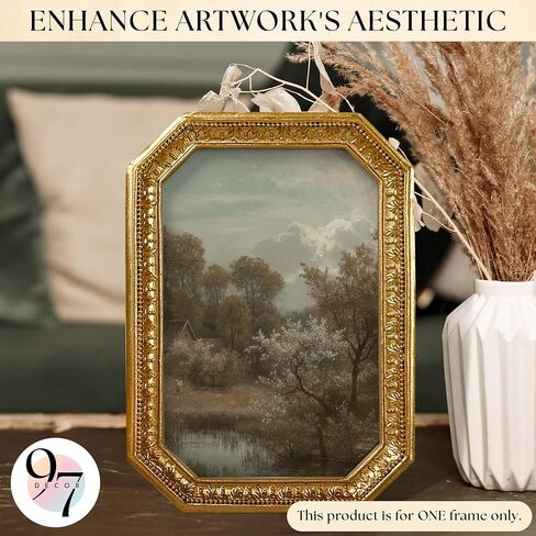 97 ديكور 4x6 إطار صورة عتيقة - إطار ذهبي عتيق 4x6 ، إطارات مزخرفة 4 × 6 مع عرض زجاجي لعرض الصور على الطاولة والجدار ، إطار الملصق الفيكتوري 4 × 6 عتيقة جدار in Kuwait