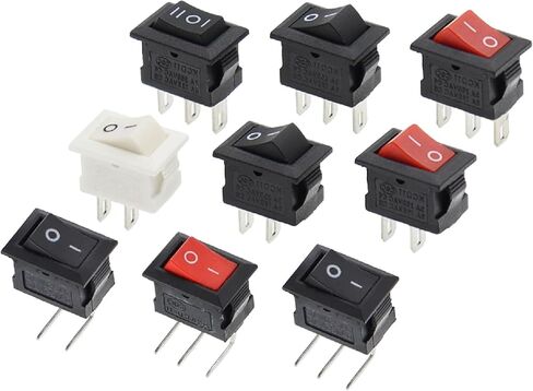 KCD11 Rocker Switch 10 * 15mm Mini Push Button Switch On-Off / ON-ON-ON 2 دبابيس / 3 دبابيس 3A 250VAC / 6A 125VAC 10X15MM 3PIN L-TYPE RED in Kuwait