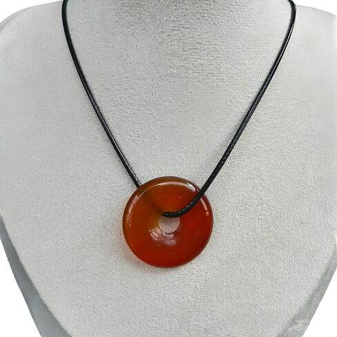 Natural Kambaba Jasper 30mm Concenter Circle Donut Prendant ، مقترن بحبل منسوج من جلد الغنم ، يستخدم كهدية عيد ميلاد/علاج طاقة/ملحق عيد الشكر in Saudi Arabia