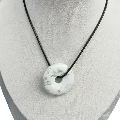 Natural Kambaba Jasper 30mm Concenter Circle Donut Prendant ، مقترن بحبل منسوج من جلد الغنم ، يستخدم كهدية عيد ميلاد/علاج طاقة/ملحق عيد الشكر in Kuwait