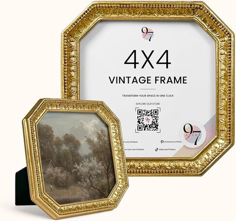 97 ديكور 4x6 إطار صورة عتيقة - إطار ذهبي عتيق 4x6 ، إطارات مزخرفة 4 × 6 مع عرض زجاجي لعرض الصور على الطاولة والجدار ، إطار الملصق الفيكتوري 4 × 6 عتيقة جدار in Kuwait