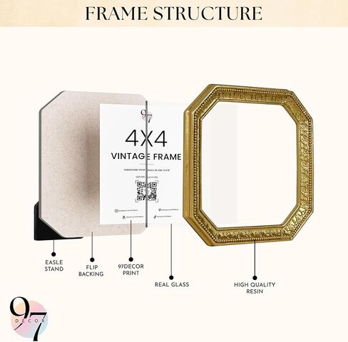 97 ديكور 4x6 إطار صورة عتيقة - إطار ذهبي عتيق 4x6 ، إطارات مزخرفة 4 × 6 مع عرض زجاجي لعرض الصور على الطاولة والجدار ، إطار الملصق الفيكتوري 4 × 6 عتيقة جدار in Kuwait