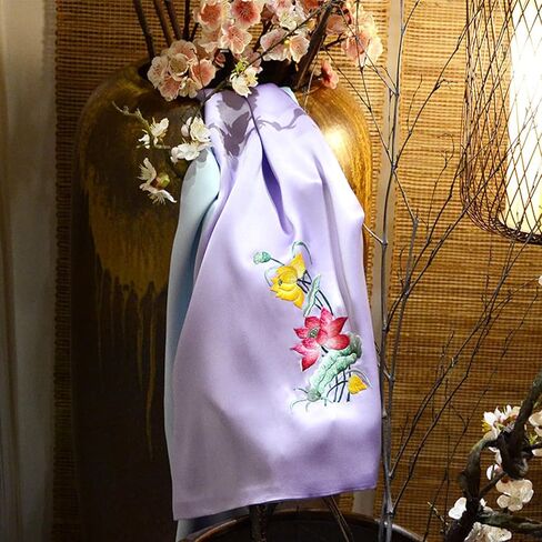 يدويًا مطرزًا بنسبة 100 ٪ من الحرير الحرير المزدوج للنساء الطويل ، وشال الشال للنساء ، وشال الرقبة in Kuwait