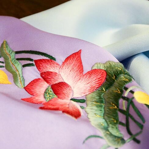 يدويًا مطرزًا بنسبة 100 ٪ من الحرير الحرير المزدوج للنساء الطويل ، وشال الشال للنساء ، وشال الرقبة in Kuwait