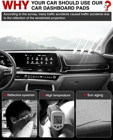 Autorder Dashboard Cover Mat for 2024 2025 Hyundai Kona Accessories Dash Cover Upgrade Velvet Dash Mat Sunshade Glare UV Rays Protector in Kuwait