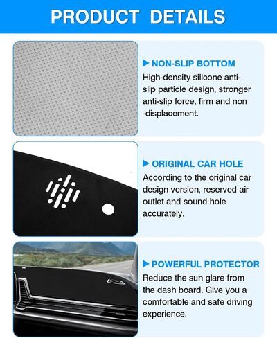 Autorder Dashboard Cover Mat for 2024 2025 Hyundai Kona Accessories Dash Cover Upgrade Velvet Dash Mat Sunshade Glare UV Rays Protector in Kuwait
