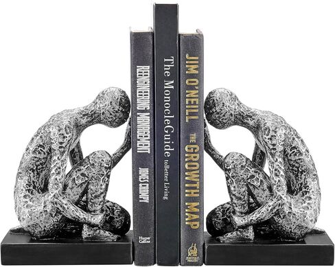 Danya B. Kneeling Figure Sculptures Polyresin Silver and Black Finish Bookend Set of 2 in Saudi Arabia