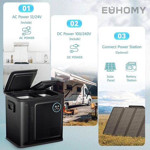 euhomy 12 فولت ثلاجة ، 58QT المنطقة المزدوجة التحكم في التطبيقات المبرد الكهربائي ، ثلاجة سيارة مع 12/24V DC 110-240V AC ، ثلاجة السيارات -4 ℉ ~ 68 ℉ ، الداخلية من الألومنيوم الفريزر المحمولة للتخييم ، الرحلة ، المنزل ، الشاحنة in Kuwait