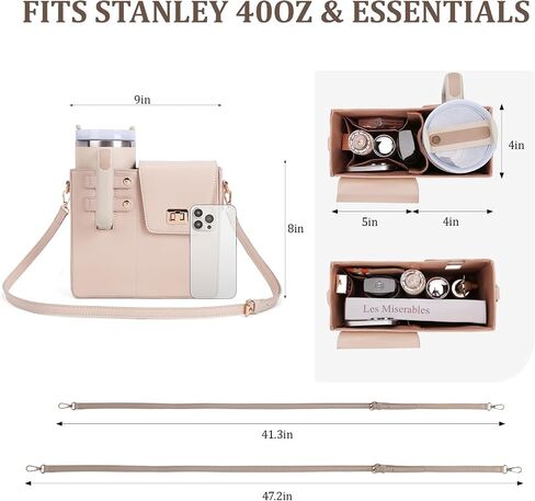 Stanley Purse Cup Holder Bag with Strap- Outdoor Portable Crossbody Water Bottle Storage Bag for Stanley Cup Tumbler 40 oz in Saudi Arabia