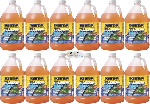 12 Pack Rain X All Season 2-In-1 Windshield Washer Fluid 1-Gallon Jug, 0°F De-Icer, Rain Repellant & Bug Remover With Stickers in Saudi Arabia