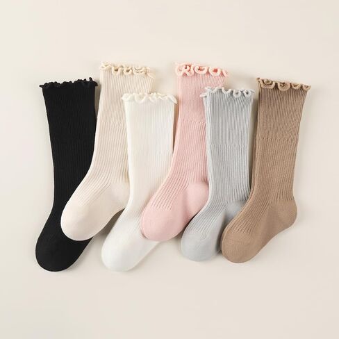 Ashmyova Baby Girls Boys Combed Cotton Socks Toddler Ankle Ruffles Sock Non-Slid for Newborn Infant Childrens in Kuwait