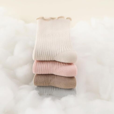 Ashmyova Baby Girls Boys Combed Cotton Socks Toddler Ankle Ruffles Sock Non-Slid for Newborn Infant Childrens in Kuwait