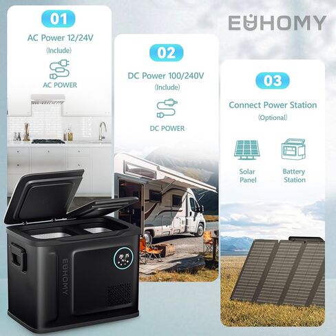 euhomy 12 فولت ثلاجة ، 58QT المنطقة المزدوجة التحكم في التطبيقات المبرد الكهربائي ، ثلاجة سيارة مع 12/24V DC 110-240V AC ، ثلاجة السيارات -4 ℉ ~ 68 ℉ ، الداخلية من الألومنيوم الفريزر المحمولة للتخييم ، الرحلة ، المنزل ، الشاحنة in Kuwait