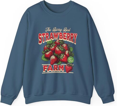 Vintage Strawberry Sweatshirt Farmer's Market Berry Lover Farmer Local Vintage Produce Retro Strawberry Crewneck Sweatshirt in Saudi Arabia