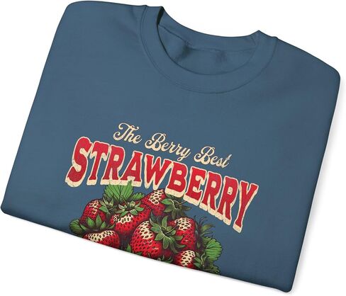 Vintage Strawberry Sweatshirt Farmer's Market Berry Lover Farmer Local Vintage Produce Retro Strawberry Crewneck Sweatshirt in Saudi Arabia