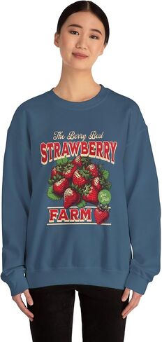 Vintage Strawberry Sweatshirt Farmer's Market Berry Lover Farmer Local Vintage Produce Retro Strawberry Crewneck Sweatshirt in Saudi Arabia