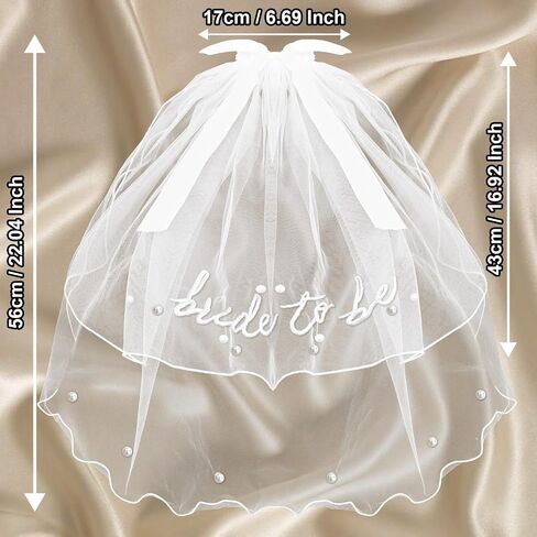 Bride to Be Veil Tulle Bow Pearl Veil for Bachelorette Party Bride to Be Embroidered Women Headpiece for Bridal Shower in Kuwait