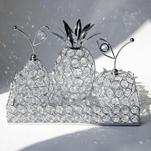 Elegant Decorative Trays & Crystal Fruit 4-Piece Set, Crystal Tea Light Holder - Wedding Centerpieces for Holidays, Home Table Decorations, Fruit Displays and Candle Holders (Silver, Set of Four) in Saudi Arabia