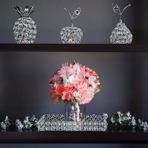 Elegant Decorative Trays & Crystal Fruit 4-Piece Set, Crystal Tea Light Holder - Wedding Centerpieces for Holidays, Home Table Decorations, Fruit Displays and Candle Holders (Silver, Set of Four) in Saudi Arabia