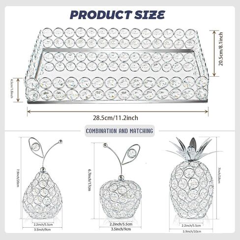 Elegant Decorative Trays & Crystal Fruit 4-Piece Set, Crystal Tea Light Holder - Wedding Centerpieces for Holidays, Home Table Decorations, Fruit Displays and Candle Holders (Silver, Set of Four) in Saudi Arabia
