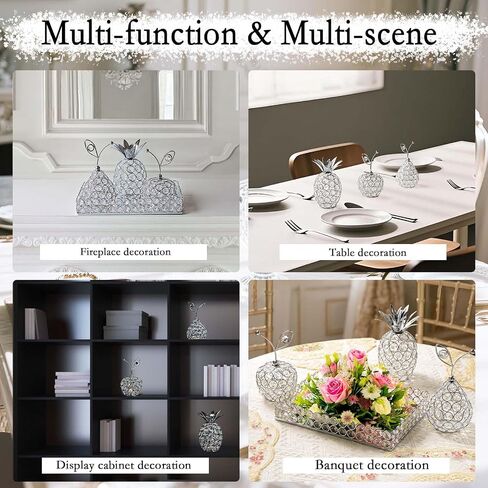 Elegant Decorative Trays & Crystal Fruit 4-Piece Set, Crystal Tea Light Holder - Wedding Centerpieces for Holidays, Home Table Decorations, Fruit Displays and Candle Holders (Silver, Set of Four) in Saudi Arabia