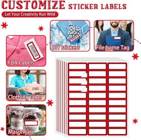 Spiareal 750 Pcs Christmas Address Labels 2 x 4 Inch Printable Gift Tags Compatible with Laser and Inkjet Printer Mailing Label 10 Per Sheet for Package Office in Kuwait