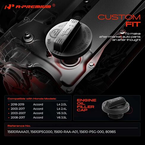 A-Premium Engine Oil Filler Cap Oil Cap Fit For Honda Accord Civic CR-V Ridgeline Pilot Odyssey Passport HRV Fit Element & Acura ZDX TSX TLX TL RSX RLX RL RDX MDX ILX, # 15610RAAA01, 15610P5G000 in Saudi Arabia