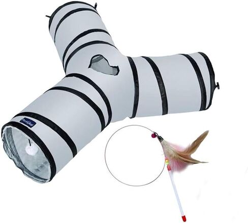 PetLike Cat Tunnel for Indoor Cats Collapsible Pop-up Pet Tube Peek Hole Hideaway Play Toys for Cats with Ball in Saudi Arabia